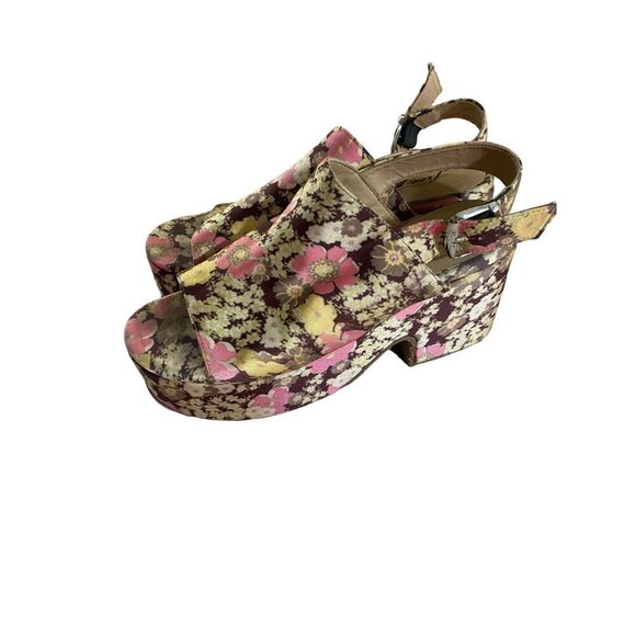 Free People Women's Ditsy Floral Slingback Bohemian Wedges - 40 (US 9) - Picture 1 of 14